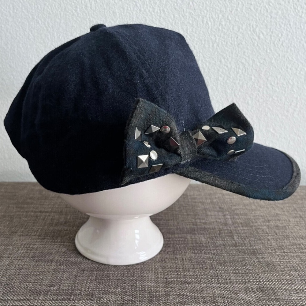(NWT) August Accessories Women's Blue Baseball Hat W/Check Bow Accent - Picture 6 of 9